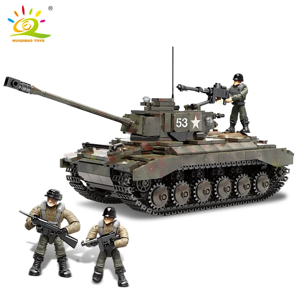 HUIQIBAO 938PCS Military Pershing Heavy Tank Building Blocks WW2 Army Weapons Soldier Bricks Construction Toys For Children Gift
HUIQIBAO 938PCS Military Pershing Heavy Tank Building Blocks WW2 Army Weapons Soldier Bricks Construction Toys For Children Gift