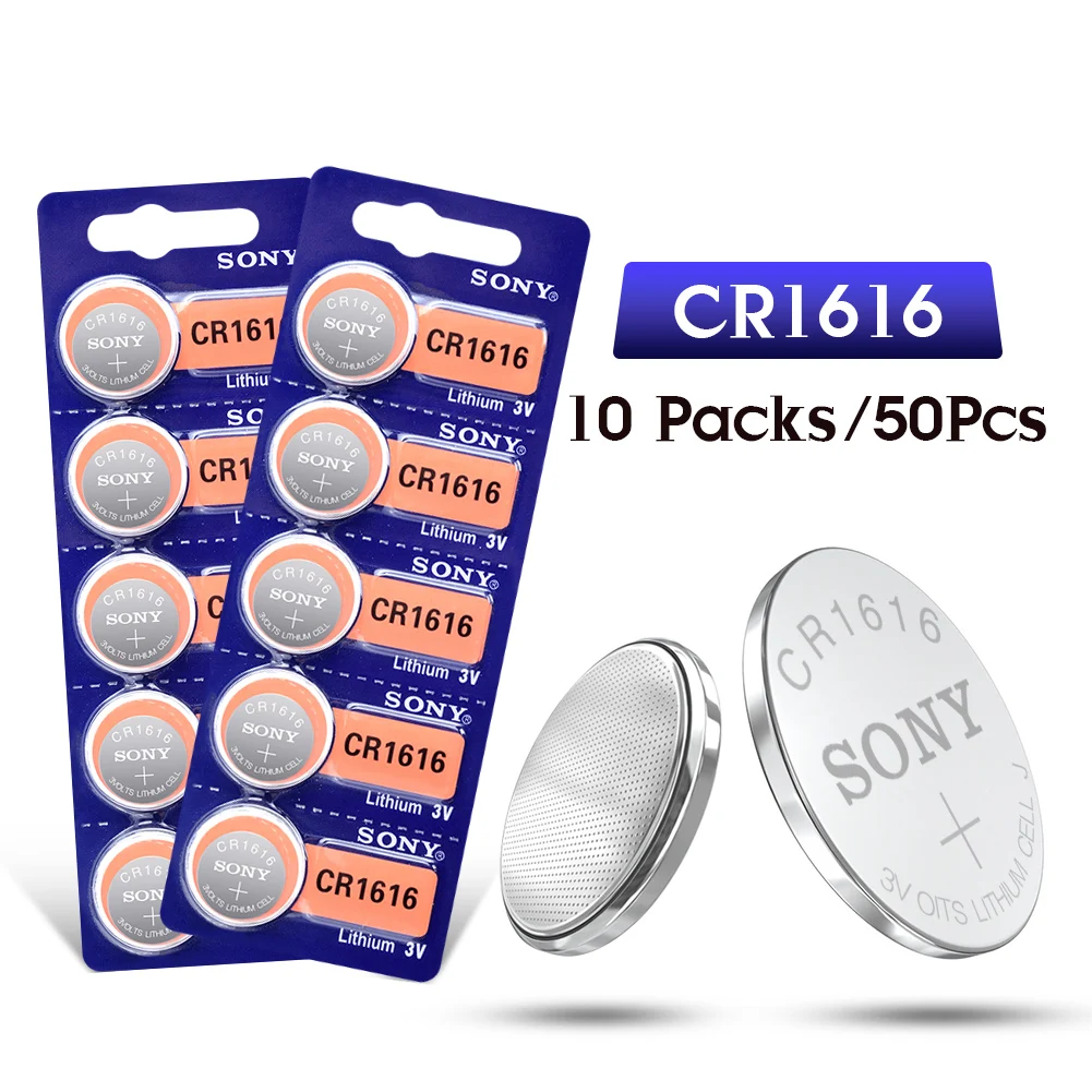 

50PCS/LOT CR1616 Button Cell Coin Batteries SONY 100% cr 1616 3V Lithium Battery DL1616 ECR1616 LM1616 5021LC