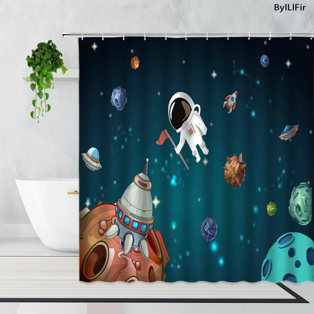 Child Cartoon Bathroom Waterproof Shower Curtain Astronaut Starry Sky Moon Fabric Home Bathtub Curtains With Hook Boy Room Decor
Child Cartoon Bathroom Waterproof Shower Curtain Astronaut Starry Sky Moon Fabric Home Bathtub Curtains With Hook Boy Room Decor