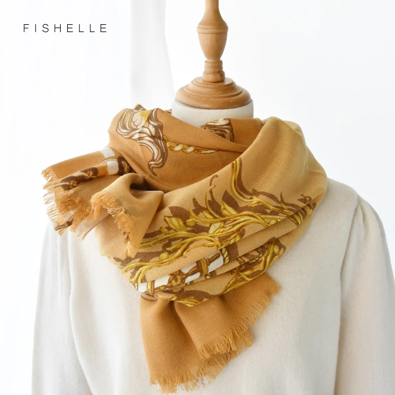 Женский шерстяной шарф с принтом, осенне-зимний тонкий длинный шарф-Бандана из пашмины синего цвета 
Женский шерстяной шарф с принтом, осенне-зимний тонкий длинный шарф-Бандана из пашмины синего цвета