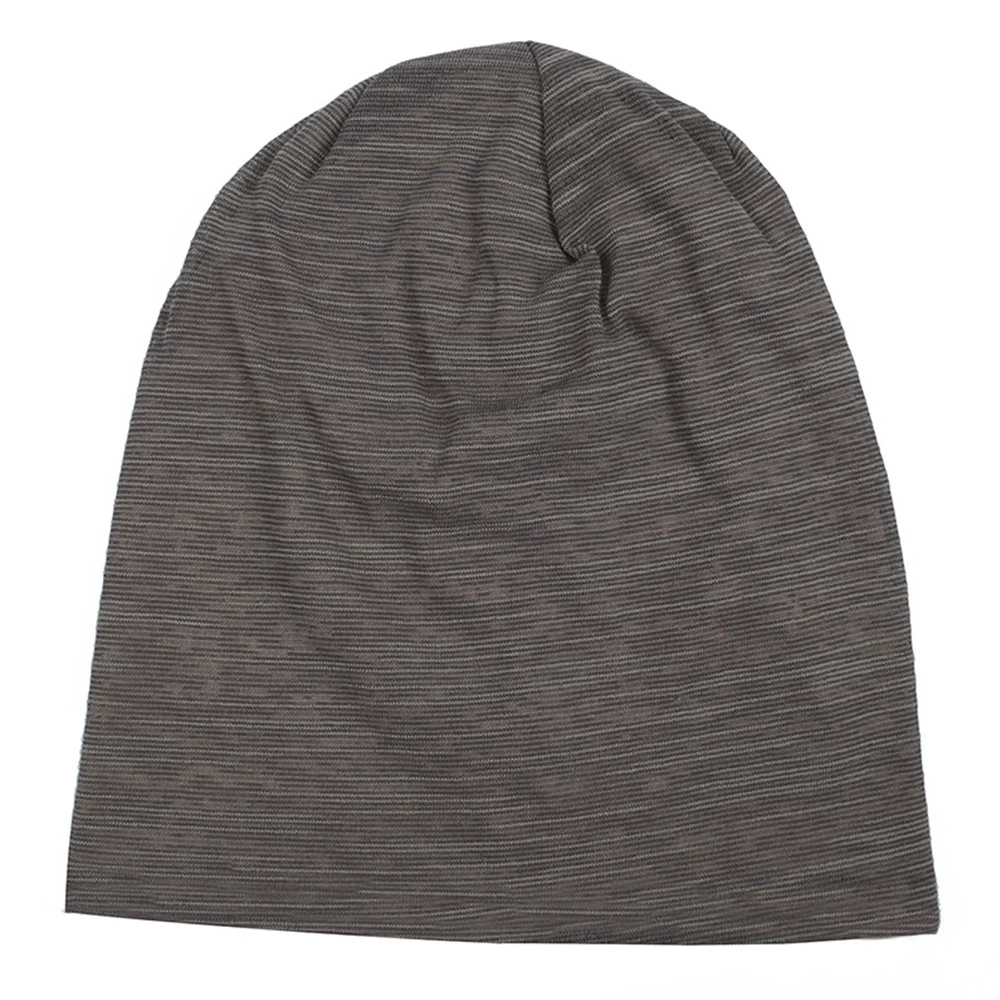 

7 Color Striped Skullies Beanies for Men Women Hat Spring & Autumn Breathable Turban Hat Bonnet Cotton Pile Cap Skullcap