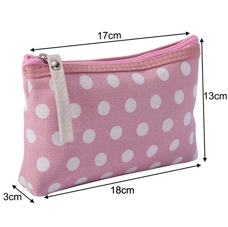 Polka Dot Canvas Makeup Bags Portable Travel Cosmetic Storage Bag Ladies Sunscreen Facial Mask Organizer Zipper Coin Purse New |