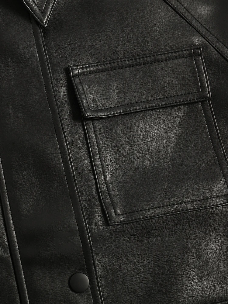 Nerazzurri Spring Oversized Black Soft Faux Leather Cargo Jacket Long Sleeve Many Pockets Zipper 2021 Runway Safari Styl Fashion
Nerazzurri Spring Oversized Black Soft Faux Leather Cargo Jacket Long Sleeve Many Pockets Zipper 2021 Runway Safari Styl Fashion