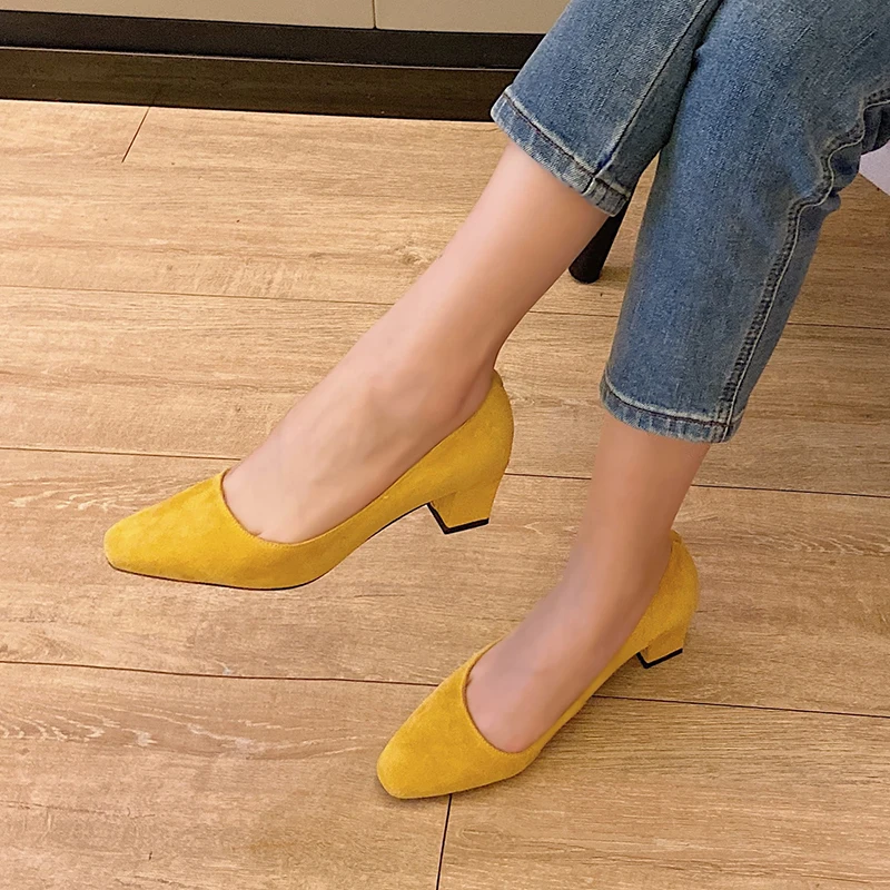 kemekiss Woman High Heel Shoes Genuine Leather Woman Pumps Fashion Thick Heel Shoes Woman Office Ladies Footwear Size 33-40
