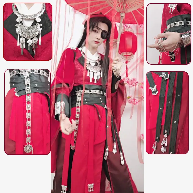 

Костюм для косплея Хуа Чэн из аниме Tian Guan Ci Fu, небесный официальный костюм хуачэн, красный костюм для мужчин и женщин, китайское аниме
