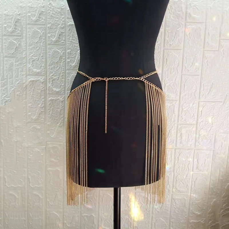 Criss Cross Metal Body Chain Skirt Tassel Mini for Nightclub Party Beach Jewelry Gold or Silver Color | Украшения и аксессуары