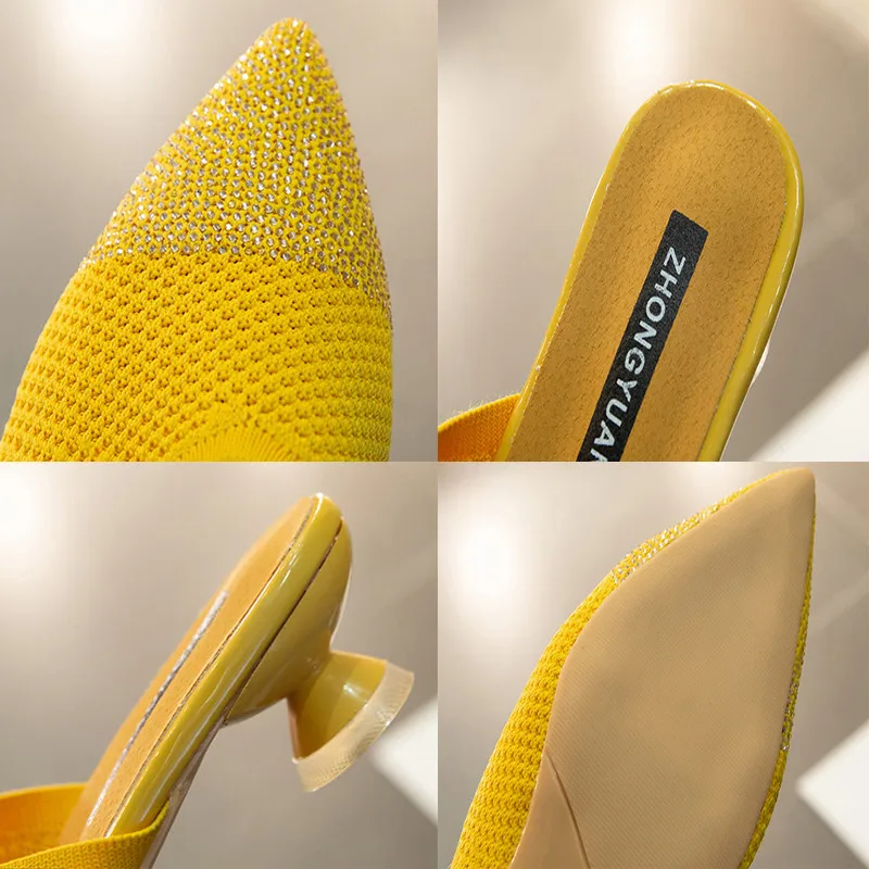 Beige Flying Woven Stretch Fabric Women Slides Fashion Pointed Toe Rhinestone Low Heels Slippers 2021Summer Slip On Sandals
Beige Flying Woven Stretch Fabric Women Slides Fashion Pointed Toe Rhinestone Low Heels Slippers 2021Summer Slip On Sandals