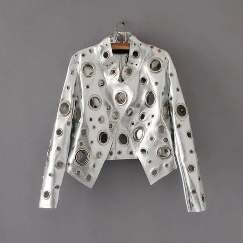 Manufacturers wholesale foreign trade European American women's hollow metal color motorcycle jacket 2021 autumn and winter
Manufacturers wholesale foreign trade European American women's hollow metal color motorcycle jacket 2021 autumn and winter