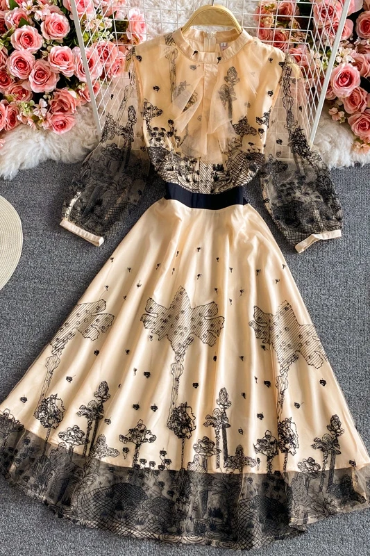 2021 Spring Summer Vintage Midi Dress Female Elegant Embroidery A Line Party Evening Dress Lady High Street Dress For Women
2021 Spring Summer Vintage Midi Dress Female Elegant Embroidery A Line Party Evening Dress Lady High Street Dress For Women
