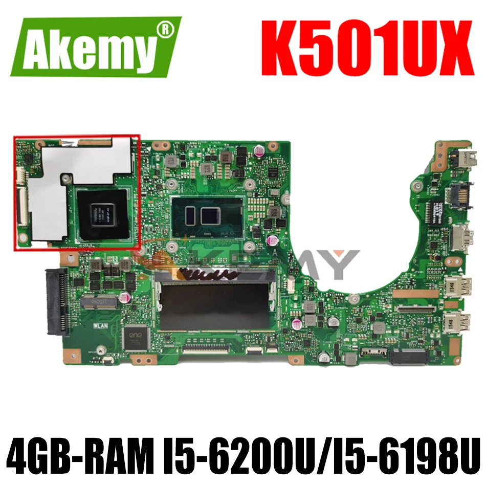 Akemy K501UX материнская плата для ноутбука ASUS K501UX K501UB оригинальная материнская плата DDR3 4GB-RAM I5-6200U GTX950M электронной обработки данных
Akemy K501UX материнская плата для ноутбука ASUS K501UX K501UB оригинальная материнская плата DDR3 4GB-RAM I5-6200U GTX950M электронной обработки данных