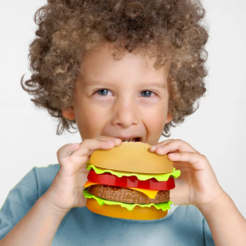 

Children Simulation Food Hamburger Hotdog Kitchen Toy Set Pretend Play Miniature Snack Burger Educational Toys For Girl Kid