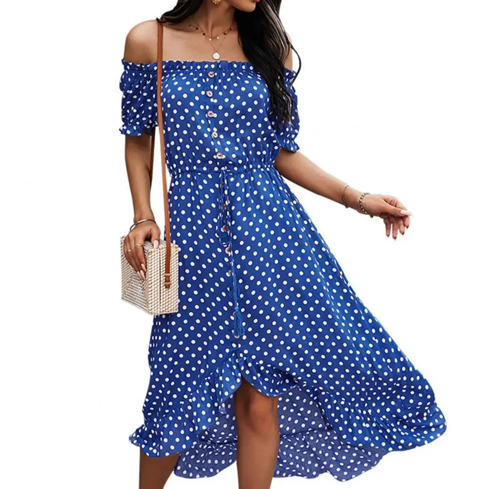 New 2021 Fashion Summer Women Dot Print Waist Belt Slim Short Sleeve Ruffled Hem Summer Beach Streetwear Outdoor Dress Clothing
New 2021 Fashion Summer Women Dot Print Waist Belt Slim Short Sleeve Ruffled Hem Summer Beach Streetwear Outdoor Dress Clothing