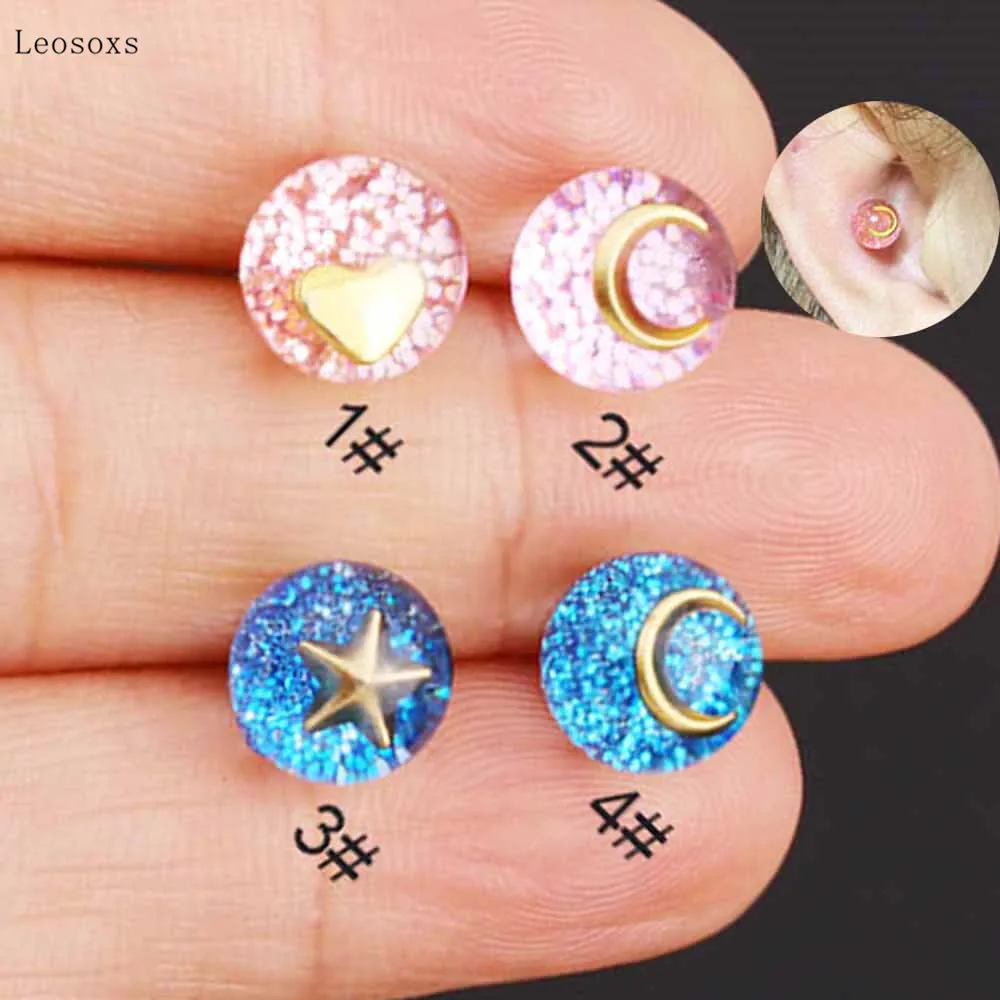 

Leosoxs 2pcs New Sweet Crystal Ball Ear Bone Nails Exquisite Body Piercing Jewelry