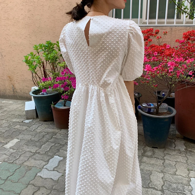 2021Vintage Puff Sleeve Midi Dress Polka Dot Women O Neck Short Big Swing Loose Dresses Female Elegant Robe Mujer Yellow White
2021Vintage Puff Sleeve Midi Dress Polka Dot Women O Neck Short Big Swing Loose Dresses Female Elegant Robe Mujer Yellow White