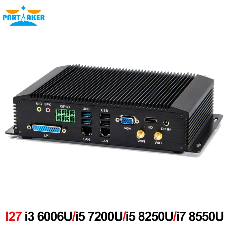 Промышленный мини-ПК intel core i3 6006U i5 7200U 8250U i7 8550U с 6COM RS232 RS422 RS485 HDMI VGA GPIO LPT PS2 порта |