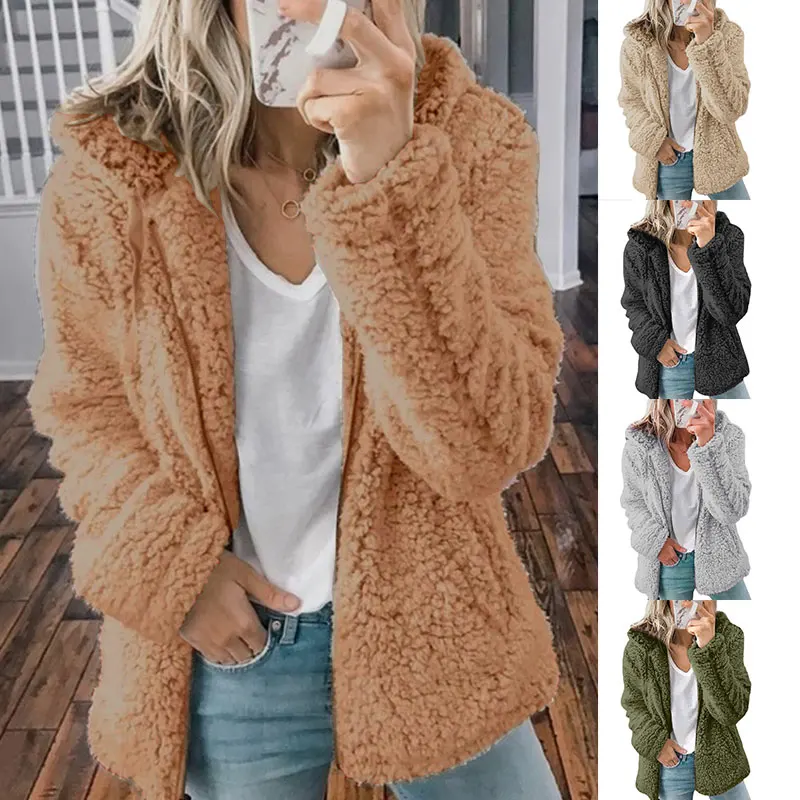 Female Fashion Hooded Woolen Fleece Jackets Pure Color Simple All-match Daily Loose Oversize Soft Thickening Zipper Coat
Female Fashion Hooded Woolen Fleece Jackets Pure Color Simple All-match Daily Loose Oversize Soft Thickening Zipper Coat