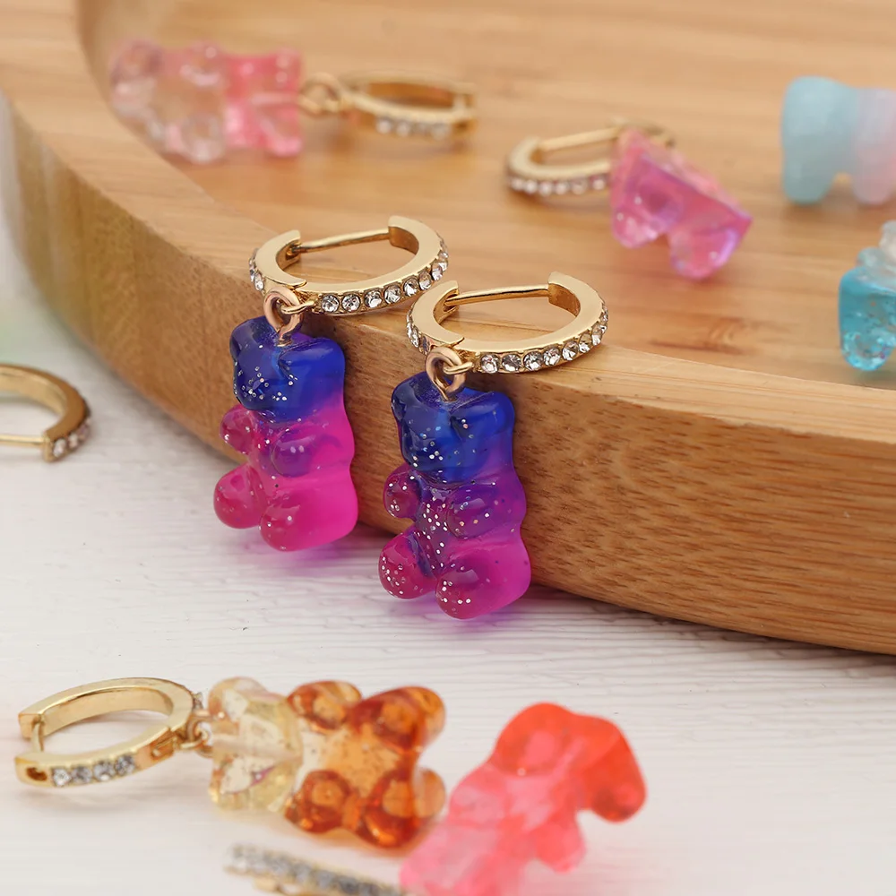 1 Pair Cute Transparent Resin Bear Earrings for Women Shiny Rhinestone Hoop Huggies Earrings Wholesale Jewelry Girls Bijoux
1 Pair Cute Transparent Resin Bear Earrings for Women Shiny Rhinestone Hoop Huggies Earrings Wholesale Jewelry Girls Bijoux