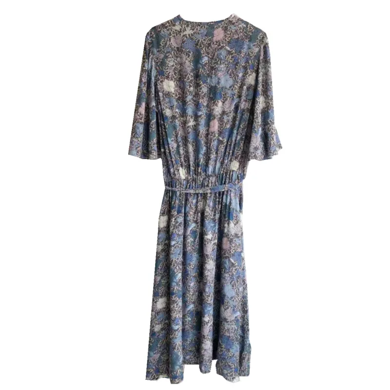 Women Dress 2021 Spring and Summer New Ladies Purple Print Dress with Belt
Women Dress 2021 Spring and Summer New Ladies Purple Print Dress with Belt