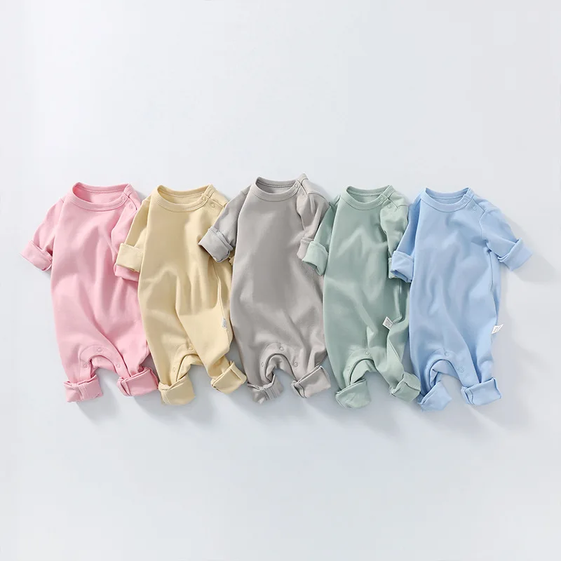 Colorful Spring and Autumn Cotton Long Sleeve Solid Color Foot Covering Jumpsuit Romper for Newborn Baby
Colorful Spring and Autumn Cotton Long Sleeve Solid Color Foot Covering Jumpsuit Romper for Newborn Baby