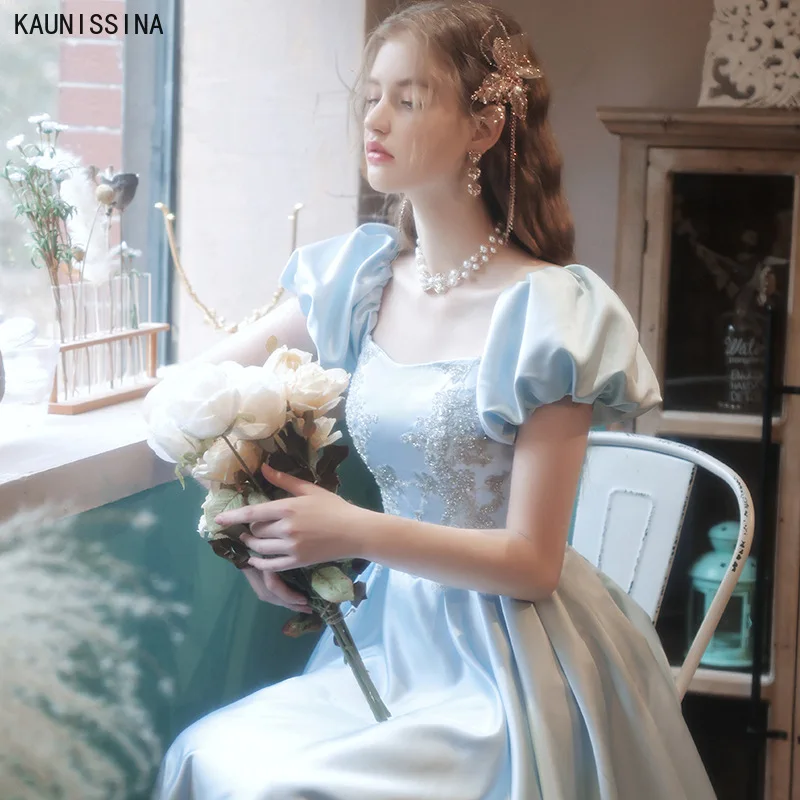 KAUNISSINA Blue Evening Gowns Birthday Party Dress Square Collar Puff Sleeve Elegant A-Line Prom Dresses Long Vestidos Elegantes
KAUNISSINA Blue Evening Gowns Birthday Party Dress Square Collar Puff Sleeve Elegant A-Line Prom Dresses Long Vestidos Elegantes