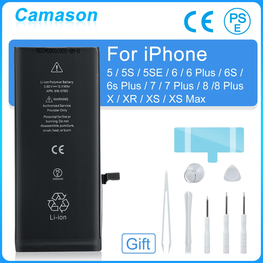 Camason Lithium Battery For iPhone 5 SE 6 6s 5s 7 8 Plus X XR XS Max High Capacity Replacement Batteries for iphone6
Camason Lithium Battery For iPhone 5 SE 6 6s 5s 7 8 Plus X XR XS Max High Capacity Replacement Batteries for iphone6