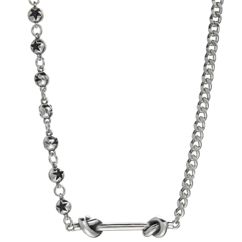 Korean-Style Knot Stitching Pendant Necklace Female S925 Sterling Silver Harajuku Hong Kong Style Trendy Thick Chain Choker
Korean-Style Knot Stitching Pendant Necklace Female S925 Sterling Silver Harajuku Hong Kong Style Trendy Thick Chain Choker