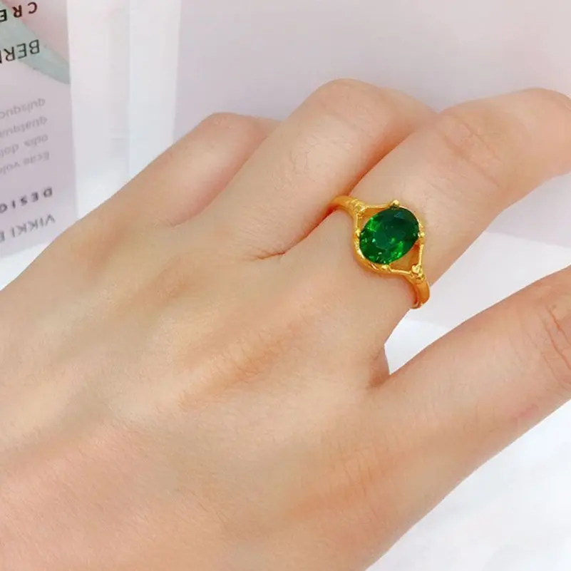 Кольцо обручальное с оливковым и зеленым кристаллом женское роскошное