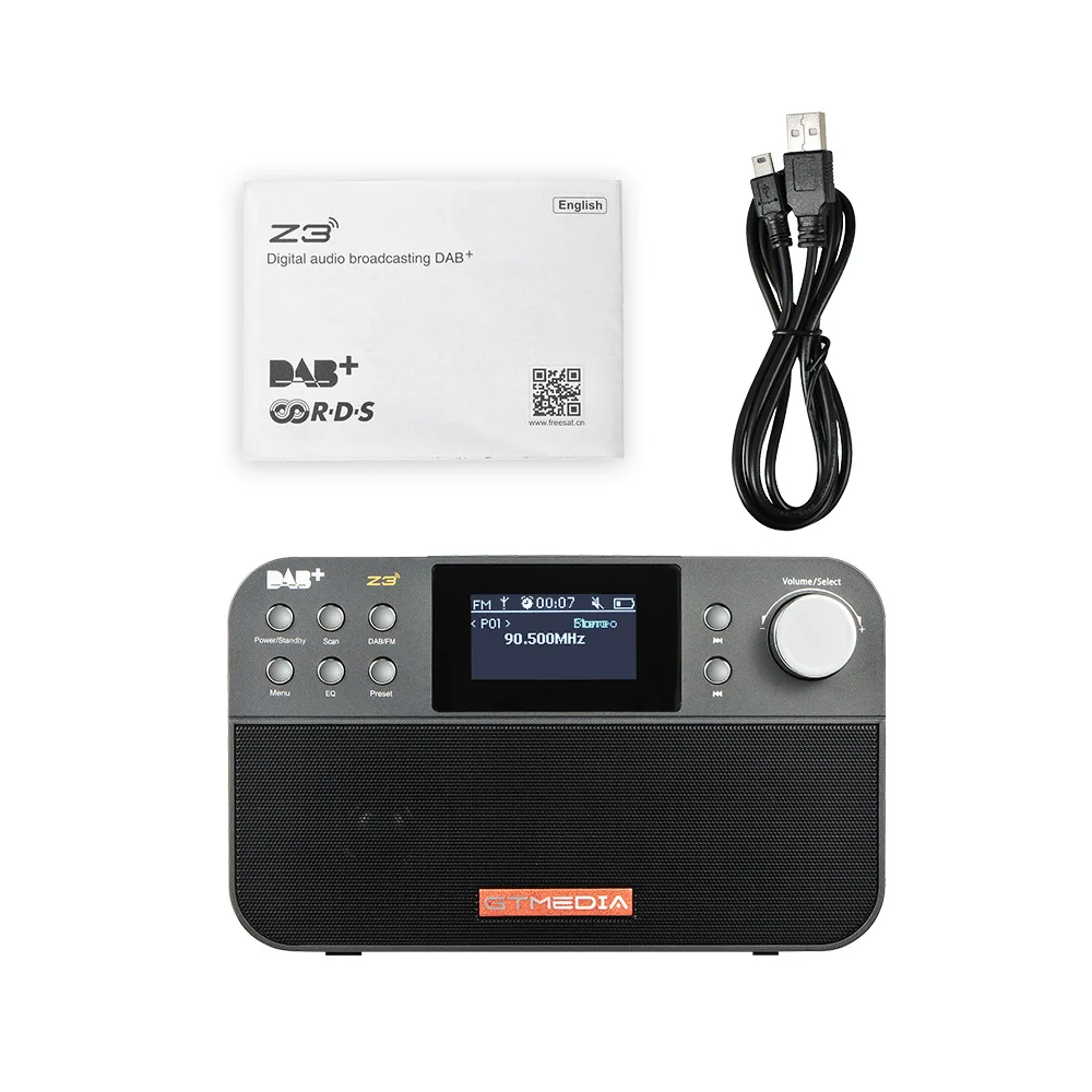 GTMEDIA Z3 DAB Radio Portable Digital FM Radio USB Rechargeable Battery Powered with Dual Speakers TFT-LCD Screen