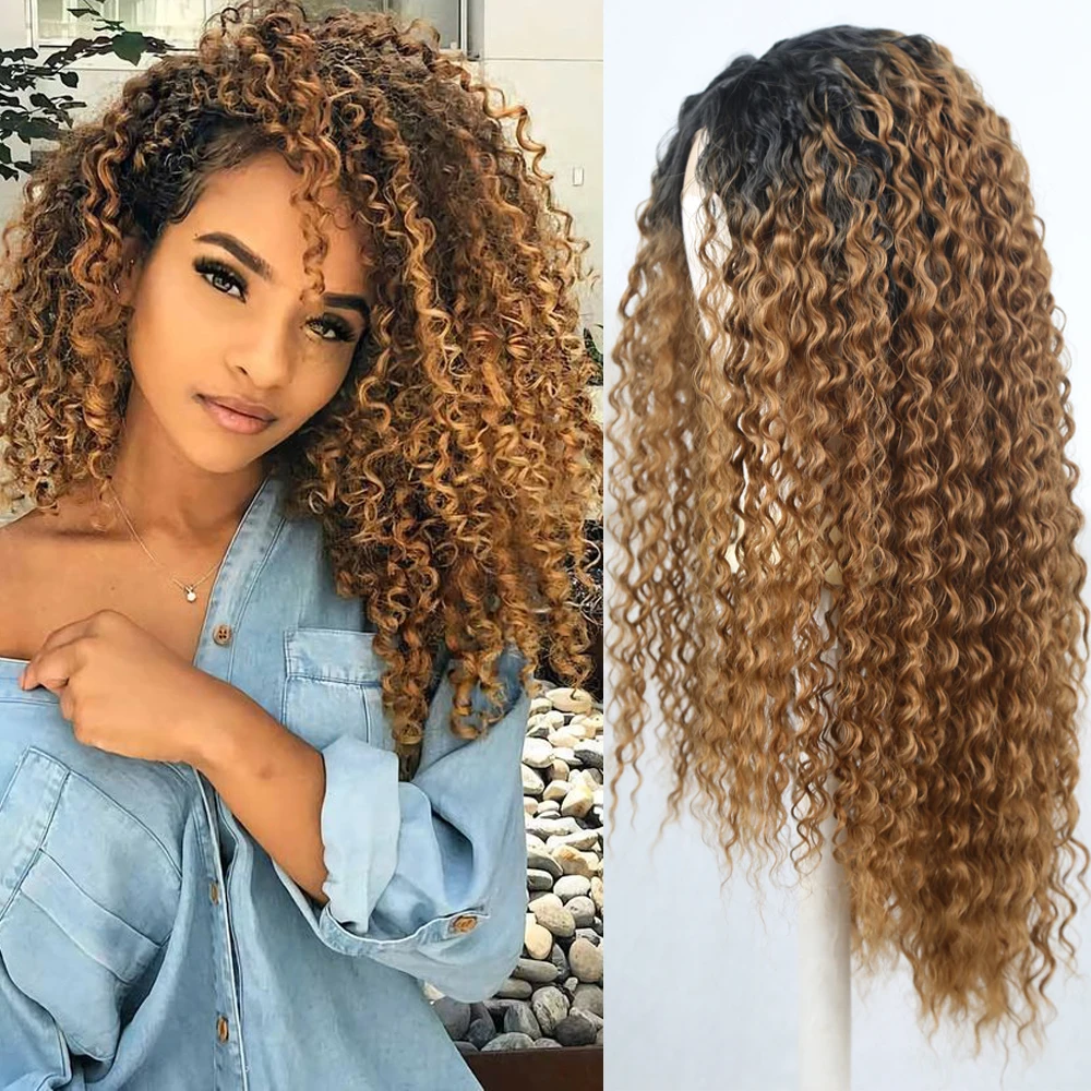 FANXITON Two Tone Synthetic High Temperature Hair Wigs Long Kinky Curly Hair Cosplay Blonde Ombre Lace Front Wig
FANXITON Two Tone Synthetic High Temperature Hair Wigs Long Kinky Curly Hair Cosplay Blonde Ombre Lace Front Wig