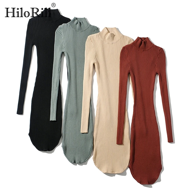 HiloRill Solid Knitted Bodycon Dress Long Sleeve Home Style Mini Dress Stand Neck Lady Sheath Dresses Spring Autumn Vestidos 
HiloRill Solid Knitted Bodycon Dress Long Sleeve Home Style Mini Dress Stand Neck Lady Sheath Dresses Spring Autumn Vestidos