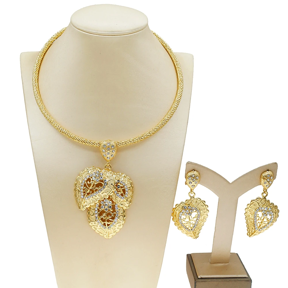Yulaili African Bridal Jewelry Sets Zinc Alloy Jewelery Set Nigerian Wedding Necklace Earrings Dubai Gold Jewellry Free Shipping