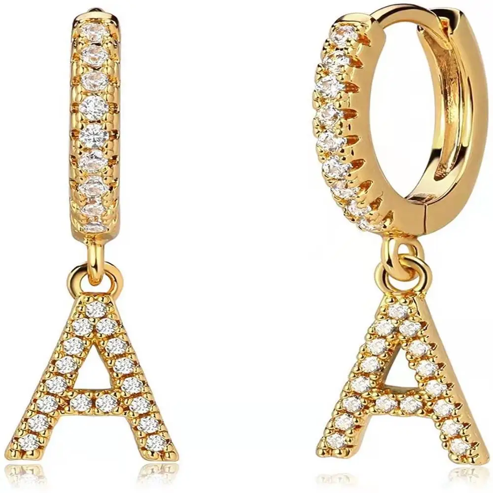26 English Alphabet Letter Earrings Micro Inlaid Zircon Gold Plated Ornament European and American Popular Eardrop Earring
26 English Alphabet Letter Earrings Micro Inlaid Zircon Gold Plated Ornament European and American Popular Eardrop Earring