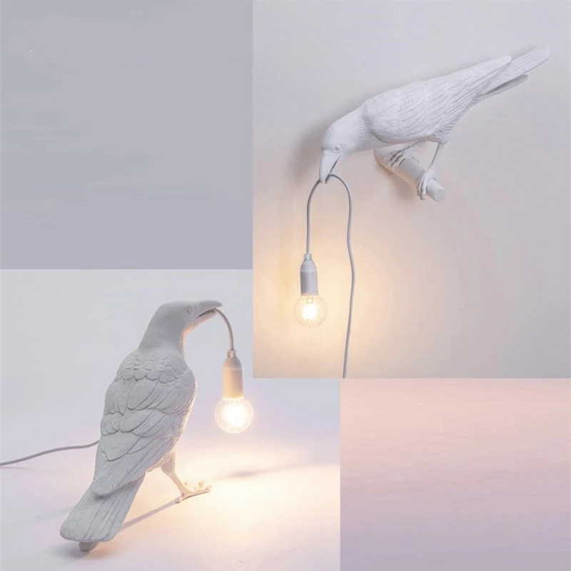 

Настольные лампы с птицами, полимерный светильник в виде вороны для спальни, прикроватный светильник, настенное бра HB88