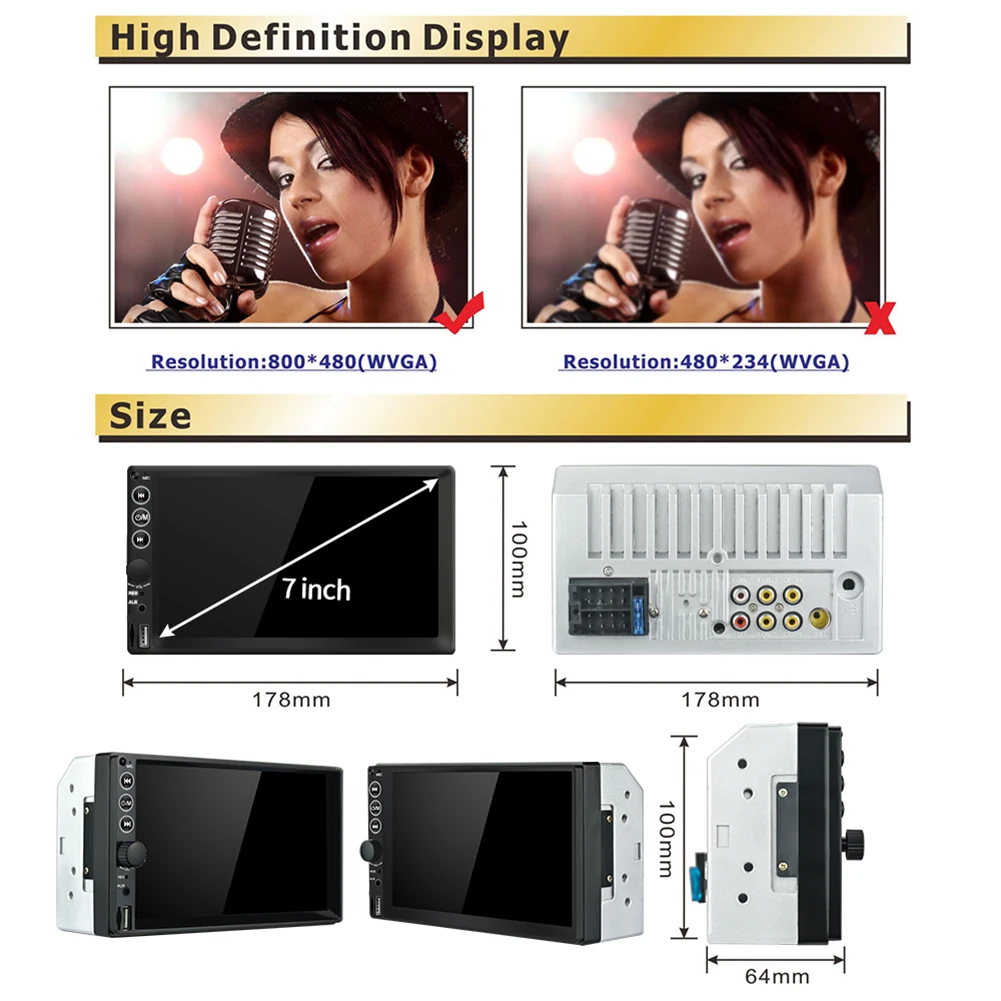 Double 2 DIN Car Radio 7 inch Touch Display Ultra Slim Multimedia Video Player Bluetooth TF U Disk AUX-in FM Radio Auto Stereo
Double 2 DIN Car Radio 7 inch Touch Display Ultra Slim Multimedia Video Player Bluetooth TF U Disk AUX-in FM Radio Auto Stereo