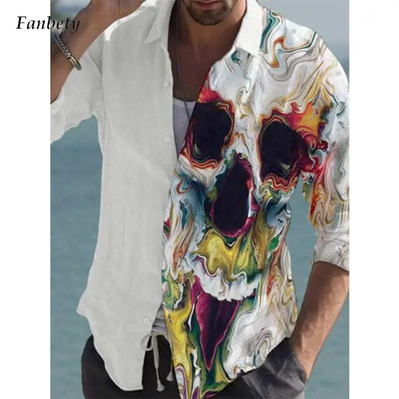 Мужская одежда, модные рубашки в стиле пэчворк с принтом черепа, осенняя Повседневная рубашка с отложным воротником, мужской кардиган с дли...
Мужская одежда, модные рубашки в стиле пэчворк с принтом черепа, осенняя Повседневная рубашка с отложным воротником, мужской кардиган с дли...