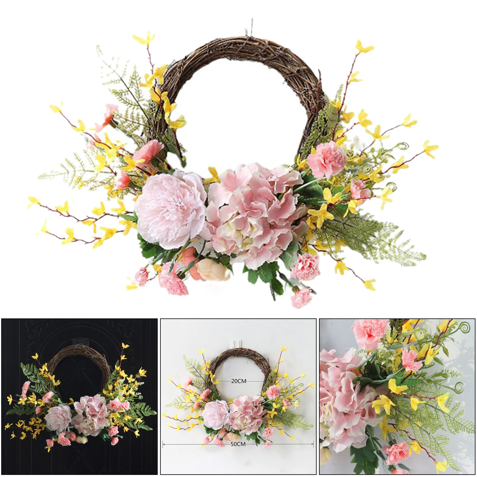 Artificial Flower Wreath 10Inch Blooming Silk Carnation Spring Wreaths for Mothers Day Gift
Artificial Flower Wreath 10Inch Blooming Silk Carnation Spring Wreaths for Mothers Day Gift