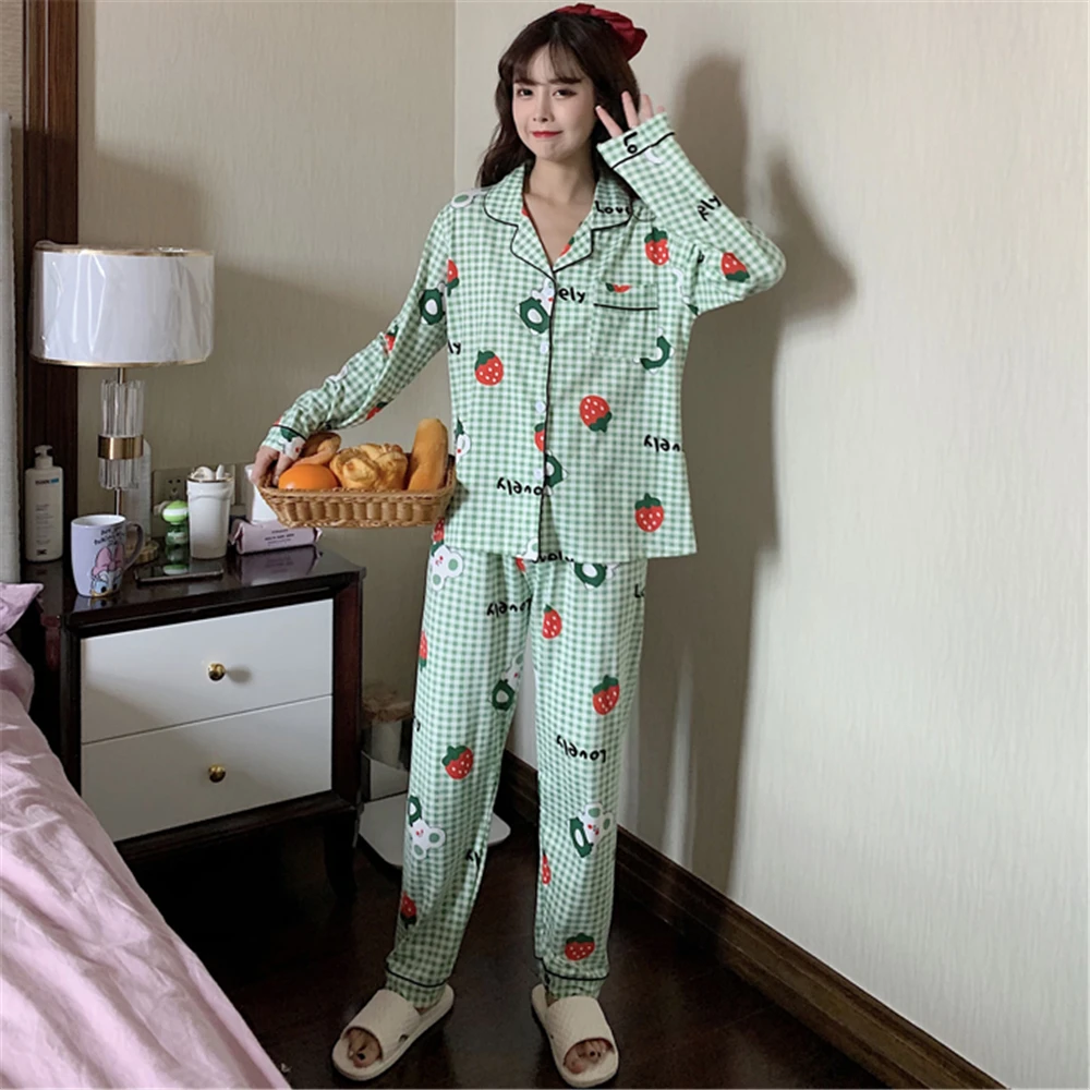 Pyjamas Printed Sleepwear Pajamas Set Long Sleeve Comfort Loose Homewear Autumn Women CottonLarge Size Femme
Pyjamas Printed Sleepwear Pajamas Set Long Sleeve Comfort Loose Homewear Autumn Women CottonLarge Size Femme