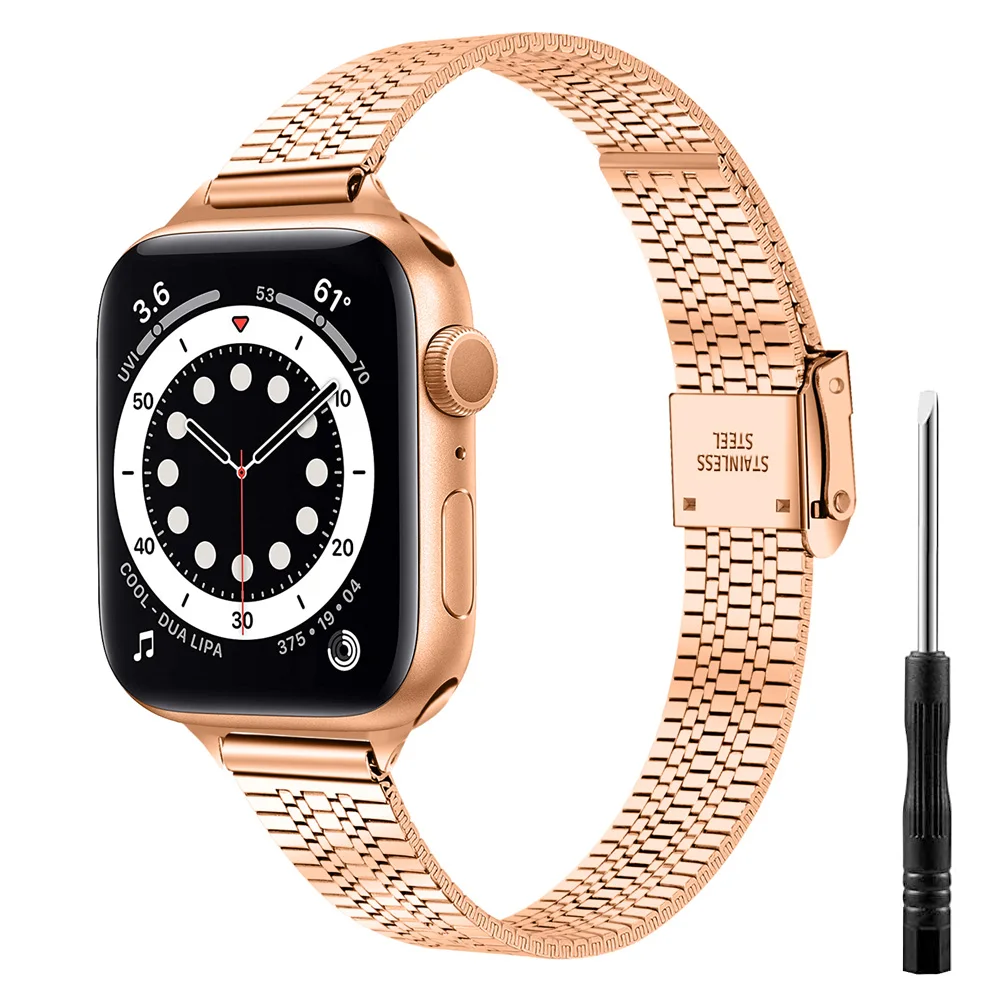 Correa for apple watch se 40mm 44mm band for iwatch 6 5 4 3 38mm 42mm strap slim Stainless Steel Adjustable Wristband women man
Correa for apple watch se 40mm 44mm band for iwatch 6 5 4 3 38mm 42mm strap slim Stainless Steel Adjustable Wristband women man
