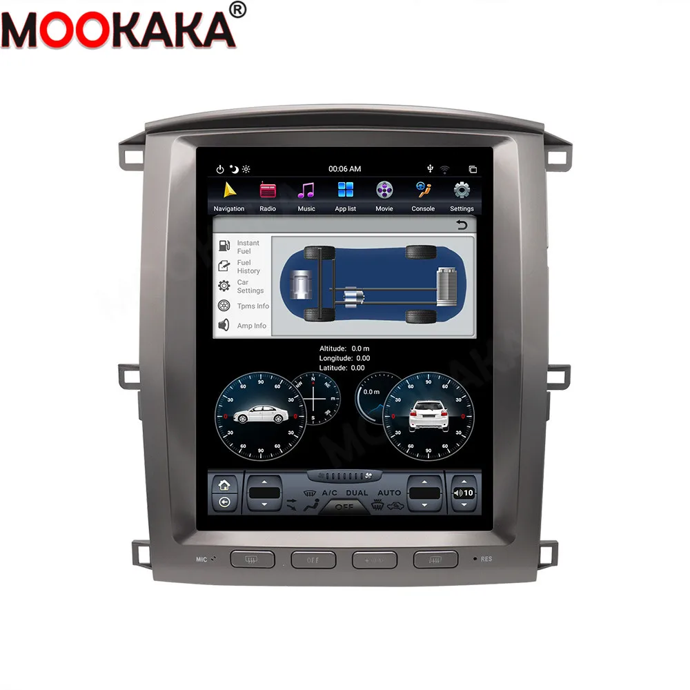 GPS-навигатор на платформе Android 9 0 с вертикальным экраном для Lexus LX470 Toyota LC100 2002-2007