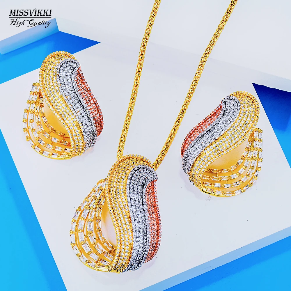 missvikki Noble Luxury Dubai 2PCS Big Shiny Pendant Earrings Necklace Jewelry Set Super CZ Bridal Wedding New Design Accessories
missvikki Noble Luxury Dubai 2PCS Big Shiny Pendant Earrings Necklace Jewelry Set Super CZ Bridal Wedding New Design Accessories