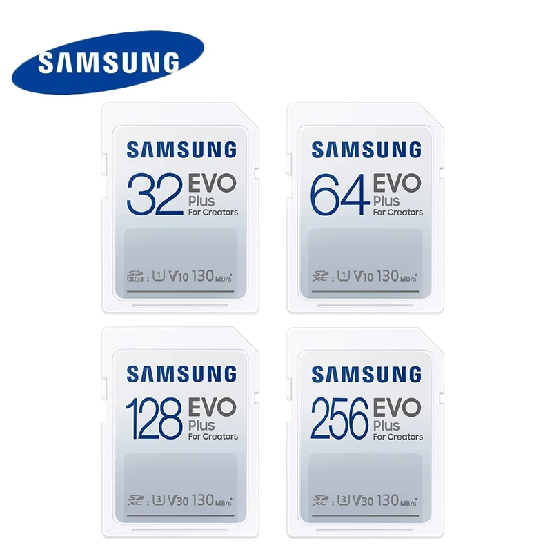 

Оригинальная SD-карта Samsung EVO PLUS, 128 ГБ, 256 ГБ, класс 10, U3, V30, высокоскоростная карта памяти 130 МБ, SDXC, 64 ГБ, 32 ГБ, U1, V10, UHS-I для камеры