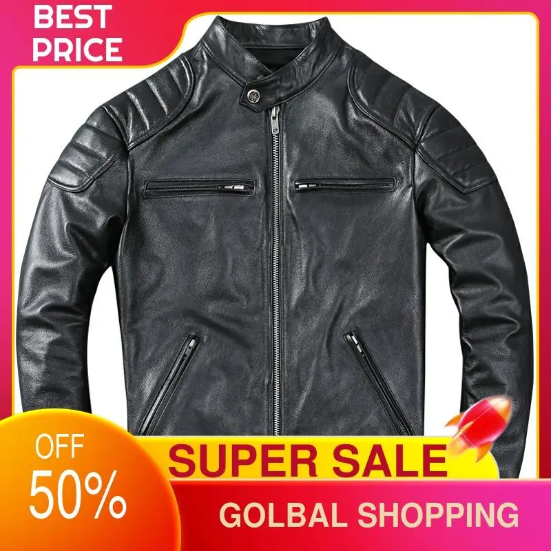 2021 Black Stand Collar Motorcycle Style Genuine Leather Jacket Men Plus Size 5XL Natural Cowhide Spring Slim Fit Biker Coat
2021 Black Stand Collar Motorcycle Style Genuine Leather Jacket Men Plus Size 5XL Natural Cowhide Spring Slim Fit Biker Coat