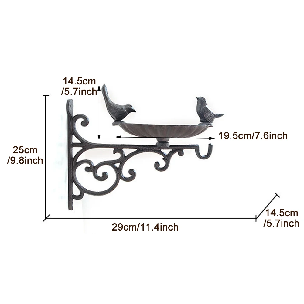 Pet Wall Mounted Home Decor With Bracket Cast Iron Bird Feeder Outdoor Garden Rustproof Heavy Duty Birdbath Tray Hanging Hook
Pet Wall Mounted Home Decor With Bracket Cast Iron Bird Feeder Outdoor Garden Rustproof Heavy Duty Birdbath Tray Hanging Hook