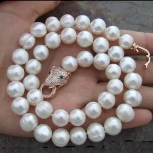 

Красивое ожерелье с белым жемчугом окружающего моря 10-11 мм, 18 дюймов, ювелирные цепи, ожерелье для женщин, жемчужное ожерелье
