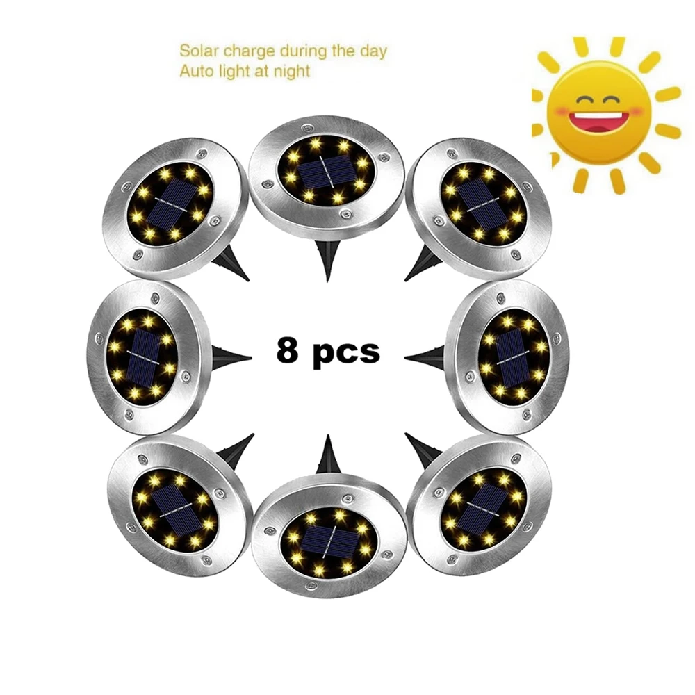 

2-8pcs 8 led Solar Power Buried Light Under Ground Lamp Outdoor Path Garden Decking Floor Light Wall NEW HOT Purchasing wholesal