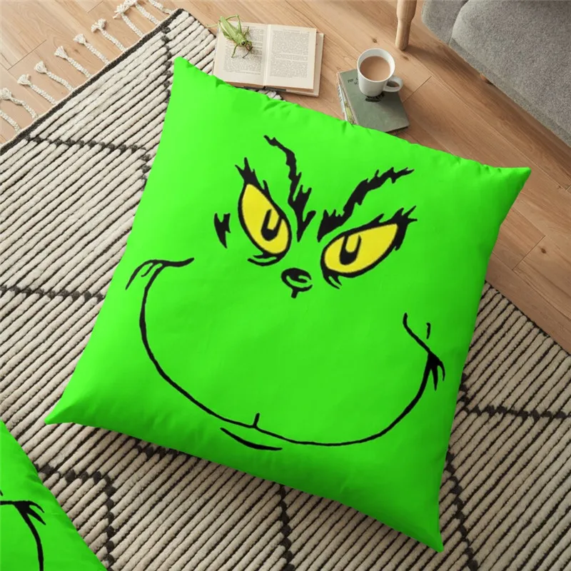 

Merry christmas cushion Cover Green monster smile Printed 45*45cm Christmas Pillowcase Gifts Xmas Cushion Decorative for home