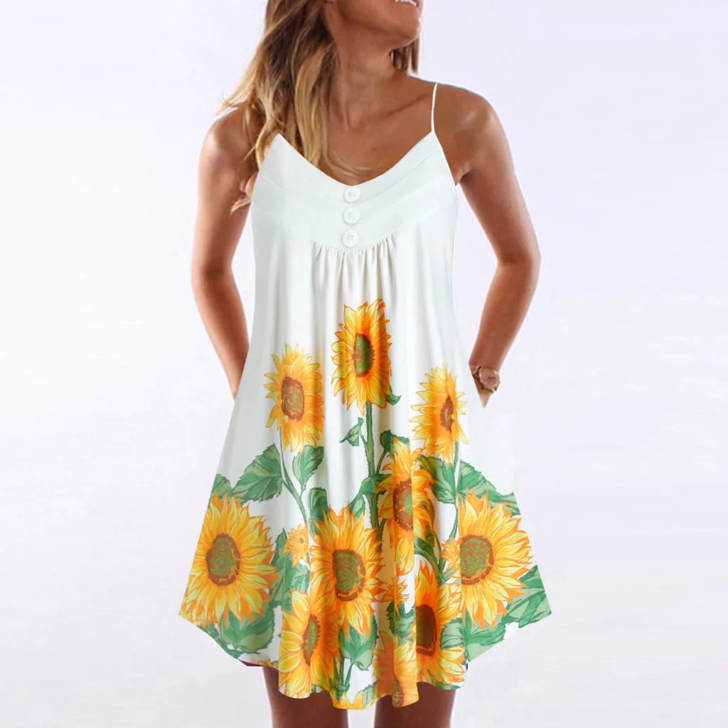 40# Dresses For Women Print Sleeveless Spaghetti Strap Double Dress Breasted Plain Shift Boho Dress Robe Femme Vestidos
40# Dresses For Women Print Sleeveless Spaghetti Strap Double Dress Breasted Plain Shift Boho Dress Robe Femme Vestidos
