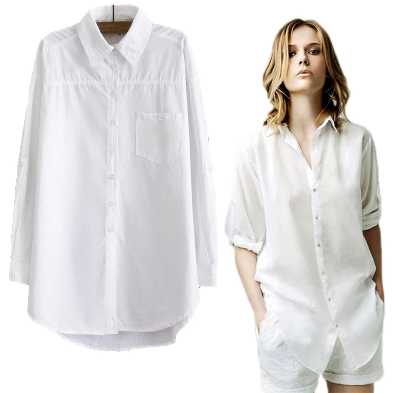 Y2K Women's Long Blouse Women White Shirt Office Ladies 100% Cotton Shirts Casual Cotton Blouse Fashion Blusas Femininas Tops
Y2K Women's Long Blouse Women White Shirt Office Ladies 100% Cotton Shirts Casual Cotton Blouse Fashion Blusas Femininas Tops