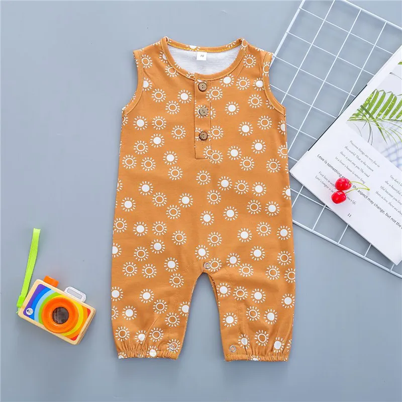 Newborn Baby’s Casual Sleeveless Jumpsuit Fashion Sun Printing Buttons Long Pants Baby Summer Casual Romper
Newborn Baby’s Casual Sleeveless Jumpsuit Fashion Sun Printing Buttons Long Pants Baby Summer Casual Romper