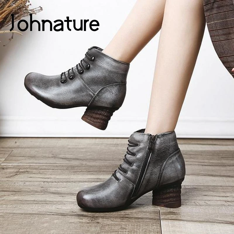 Женские ботинки из натуральной кожи Johnature, ботильоны ручной работы на молнии с круглым носком и прострочкой, обувь на платформе для отдыха, ...
Женские ботинки из натуральной кожи Johnature, ботильоны ручной работы на молнии с круглым носком и прострочкой, обувь на платформе для отдыха, ...